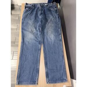 KEY Men’s Carpenter Jeans Blue Denim W40 L34 Relaxed Fit Workwear Hammer Loop